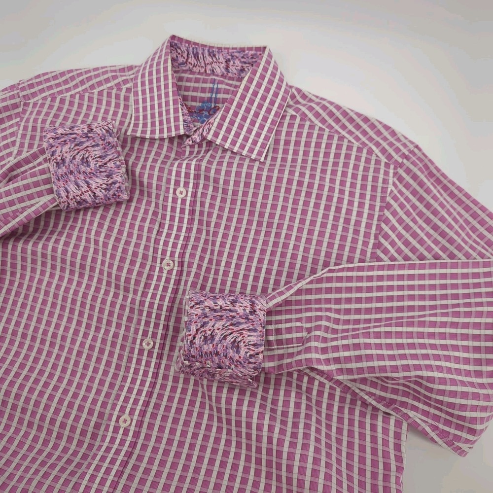 Robert Graham Collared Shirt Multi Color Pattern‎ Medium Flip Cuff Long Sleeve